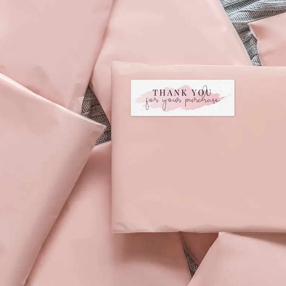 Thank You Label Roll - White and Pink, NEW - Picture 2 of 4
